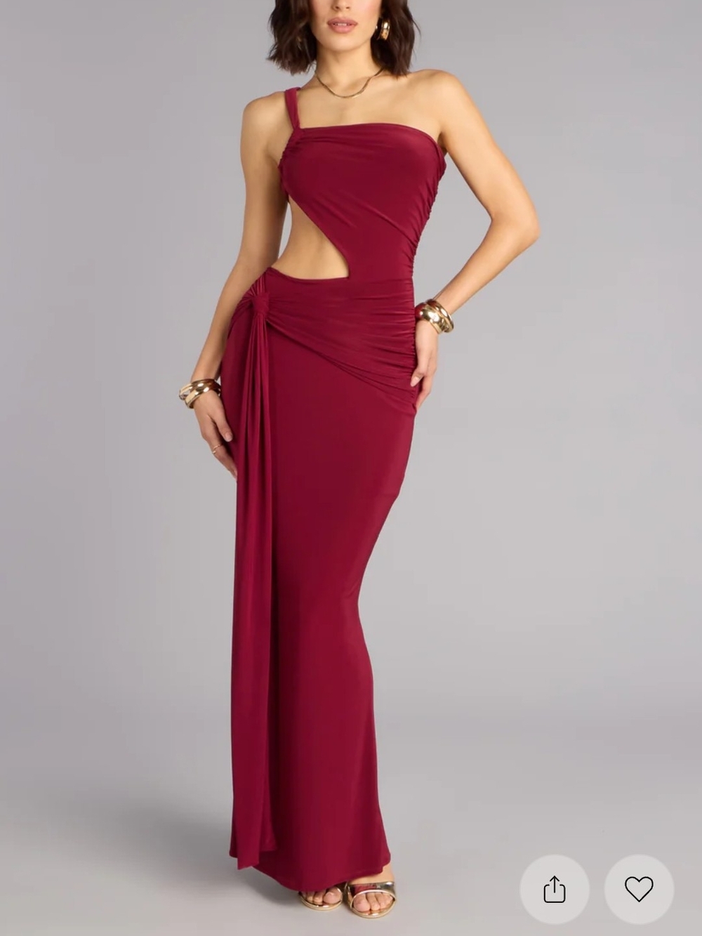 Windsor One-Shoulder Cutout Maxi Dress  Wine